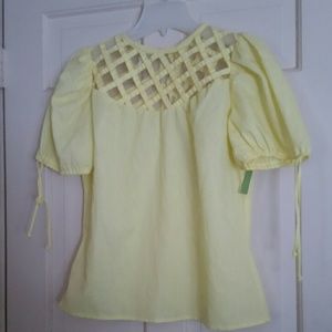 Rae Hepburn Yellow Basketweave Neckline Jr Sz 7/8
